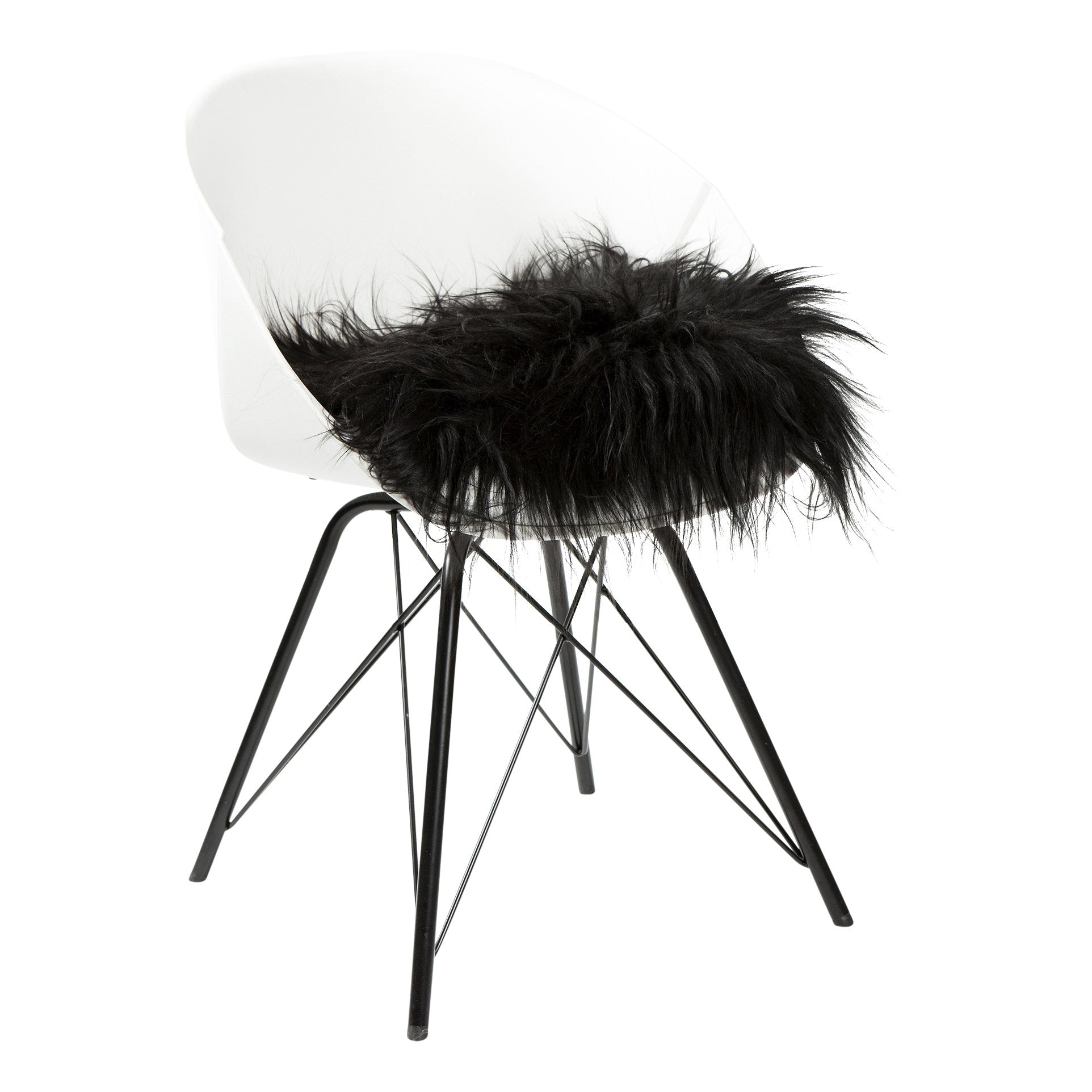 Dyreskinn Stoelkussen IJslandse schapenvacht - Naturel zwart - 37 x 37 cm